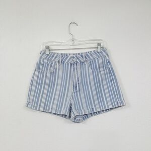 Pacsun Sz 27 Mom Shorts Striped Blue Denim
